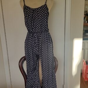 Elegant Navy Patterned Jumpsuit